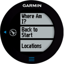 Forerunner 610: Touchscreen-menu