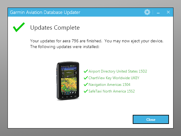 Garmin Aviation Database Updater Screenshot