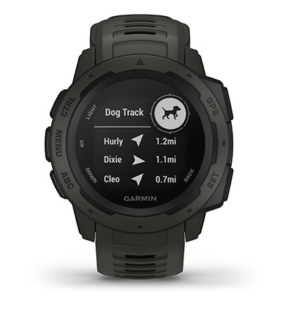 Instinct Tactical con la pantalla de vinculación con dispositivos de rastreo para perros