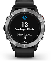 fēnix 6 with respiration tracking screen