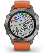 fenix 6 Pro y Zafiro con la pantalla de mapas de esquí TopoActive de Europa