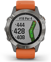 fenix 6 Pro y Zafiro con la pantalla de campo de golf