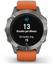 fenix 6 Pro y Zafiro con la pantalla de seguimiento de la respiración