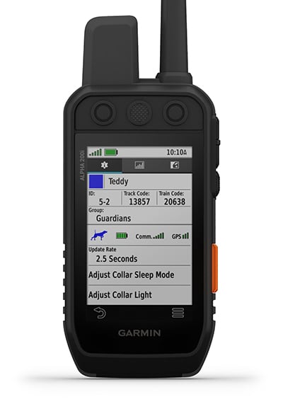 Alpha 200i handheld with dog list screen