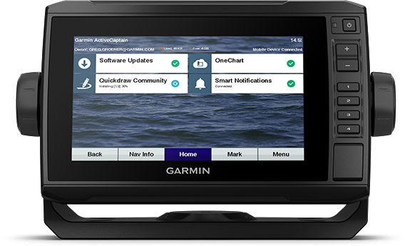 ECHOMAP UHD 74cv with ActiveCaptain app screen