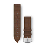 Quick Release Bands (20 mm), Dark Brown Embossed Italian Leather with Silver Hardware