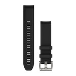 QuickFit® 22 Watch Straps, Black Silicone Strap (Silver)