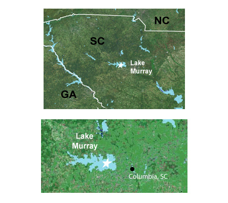 Depth map of lake murray sc