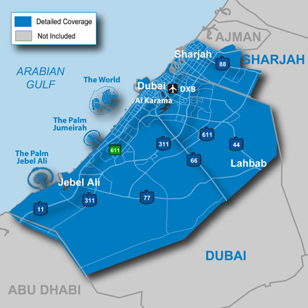 Map Of Dubai Airport. *Coverage area map shows major