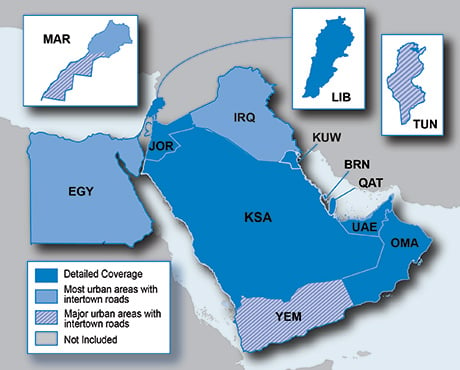 Garmin City Navigator® Middle East & Northern Africa NT 2011 Map Coverage