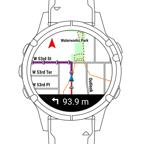 Watch showing Courses and Mapping screen